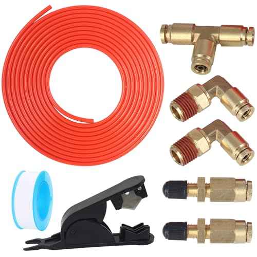 Air Line Service Kit for Air Spring Bag Suspension with Fittings, 20 FT PU Hose Tubing, 1/4 NPT Elbow Fitting, Valve Air Bag Suspension Kit Replacement Components