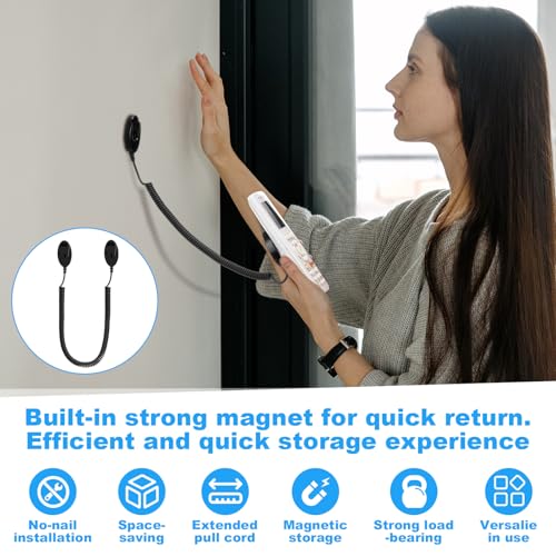 4 Pack 70 Inch Magnetic Remotes Control Holder with Spring Ropes Retractable Cord Remote Holder Wall Mount Anti-Loss Remote Control Leash Wall Mount for Projector TV Fan Couch, Bedside Table - size: 70 Inch