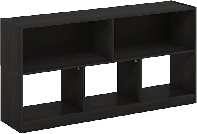 Furinno DALY Book Shelf, 5-Cube Bookshelf, Horizontal Cube Storage Organizer Bookcasde, 10.9 x 47.2 x 23.6, for Living Room, Bedroom, Home Office, Espresso