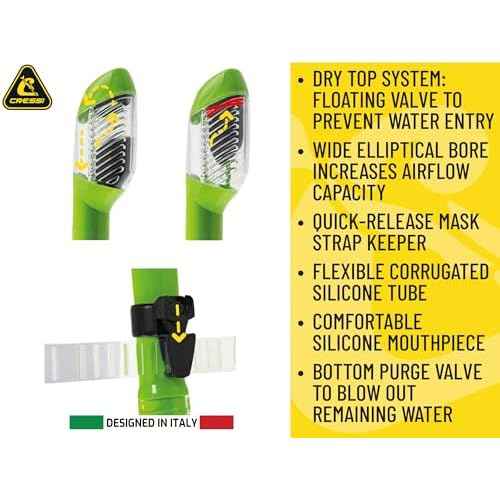 Cressi Panoramic Wide View Mask & Dry Snorkel Kit for Snorkeling, Scuba Diving - Pano 4 & Supernova Dry: Designed in Italy