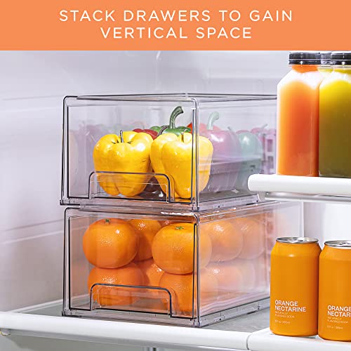 Sorbus Large Clear Storage Drawers (2 Pack) – Stackable Pull-Out Storage Bins with Handles, Slide Out Organizer Drawers for Pantry, Fridge, Kitchen – Stackable Acrylic Storage Bins - size: 2 Pack