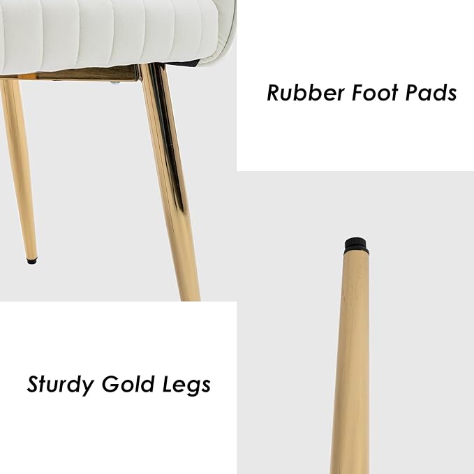Modern Velvet Dining Chairs Set of 8, Upholstered Gold Dining Room Chairs with Hollow Back, Accent Armrest Kitchen Chairs with Gold Legs for Living Room Reception Beige
