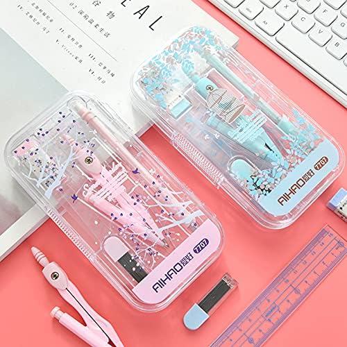 LABANCA 8 Pcs Compass Set with Protractor for Math Geometry Set Drawing Compass, Rulers, Pencil, Eraser