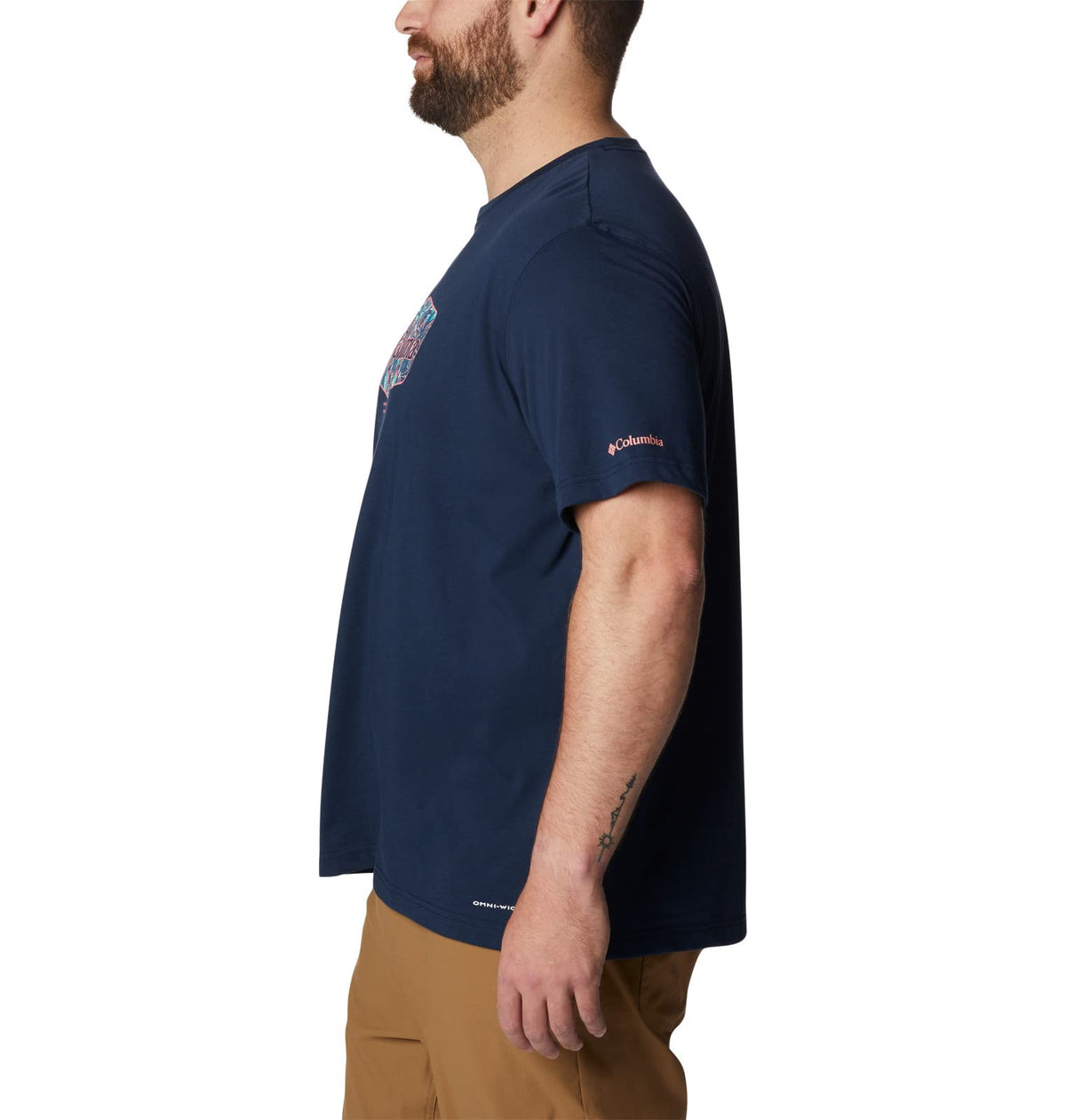 Columbia Men's Thistletown Hills Graphic Short Sleeve, Collegiate Navy HTHR/Wanderland Graphic, X-Large