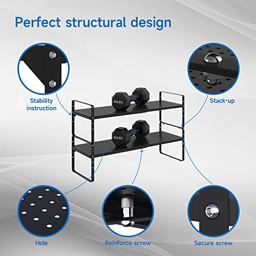 Expandable Cabinet Shelf Organizer Adjustable Metal Spice Rack Stackable Freestanding Counter Storage Shelves for Kitchen Cabinet Under Sink Office Desk (Black - 2Pack - L16.5-27'' * W8'' * H9.6'') - color: Black - 2pack - L16.5-27'' * W8'' * H9.6''