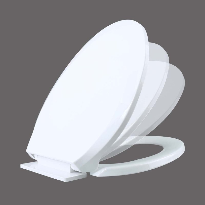 Renovators Supply Manufacturing White Plastic Soft Close Toilet Seat Elongated Slow Close Toilet Seat With Adjustable Mounting Hardware