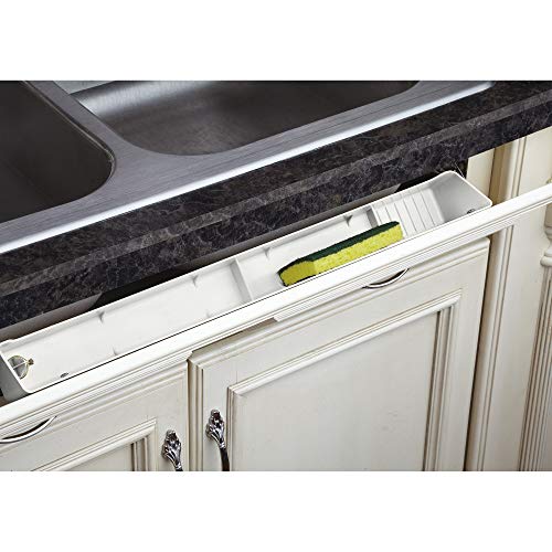 Rev-A-Shelf 30" Tip-Out Plastic Sink Tray for Kitchen and Bathroom Base Cabinets, Large Pullout Vanity Shelf Home Organizer, White, LD-6591-30-11-1 - size: 30.4" x 3.8" x 2.1"