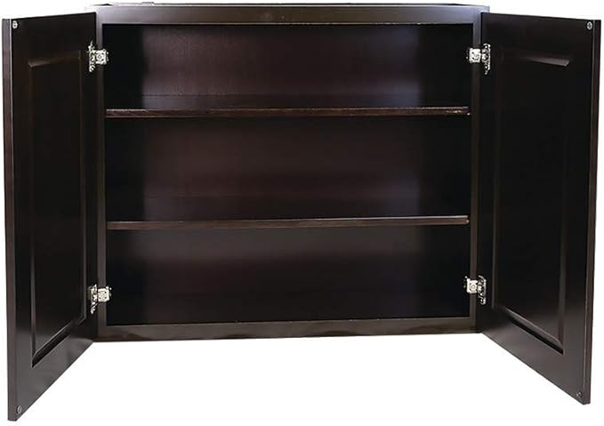 Design House Brookings Shaker Fully Assembled Wall Kitchen Cabinet W2436, 24 W x 12 D x 36 H, Brown, Solid Wood, Design House, 569004