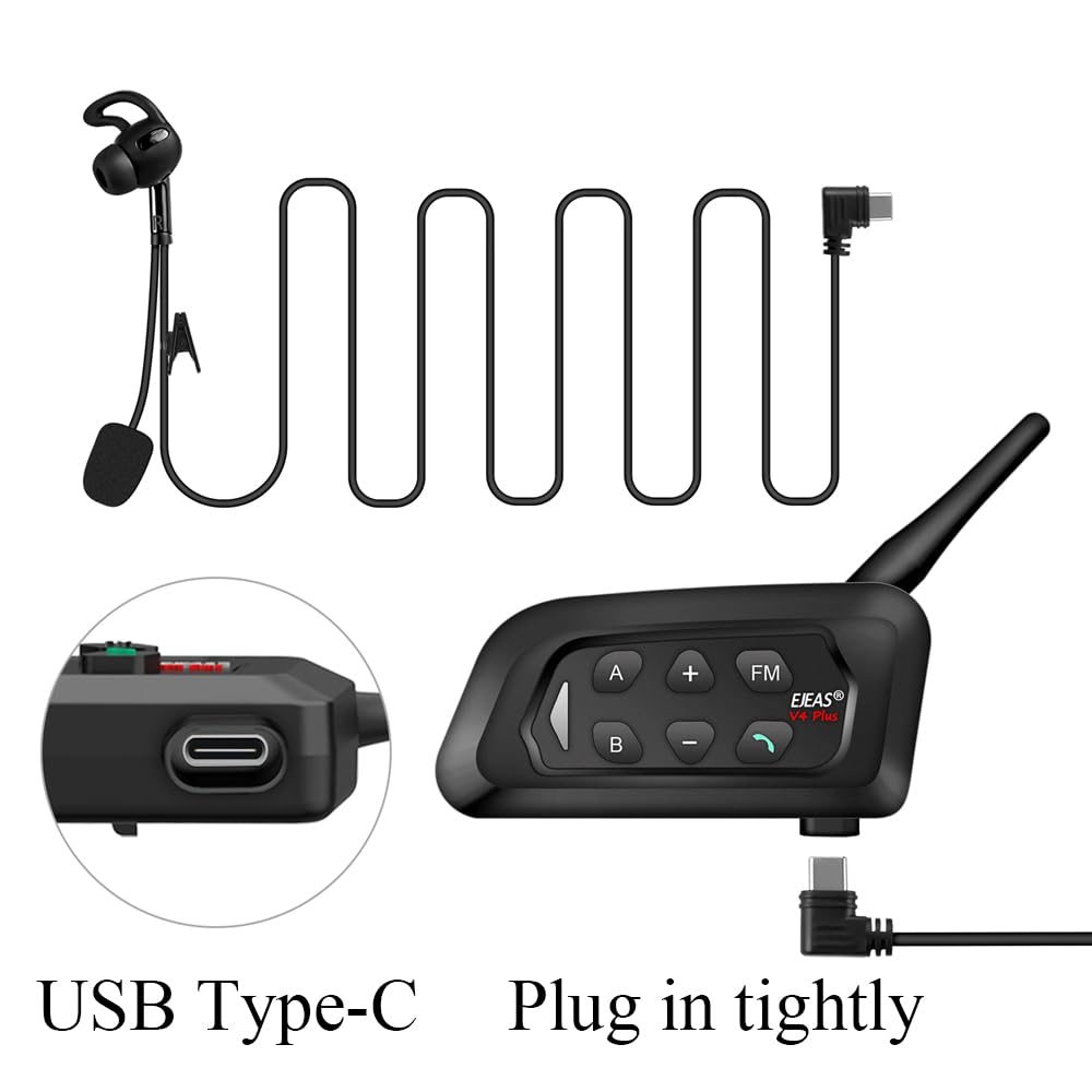 MIMIRACLE Referee Headset, Type C Left Ear Referee Communication System with Headset Earphone, Simple Pairing Bluetooth Intercom for Football Soccer Handball -4 Pack