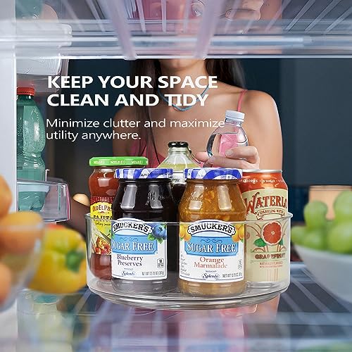 Lazy Susan Organizer, 2pcs 360 Degree Rotating Turntable Organizer, Round Plastic Clear Lazy Susan Turntable Food Storage Container for Kitchen, Fridge Organizer - size: 2 Pack