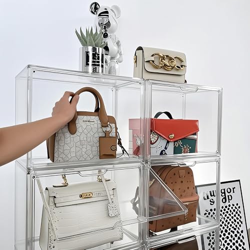 Clear Acrylic Display Case with Magnetic Lid-Dustproof Plastic Book Storage box,Clear Box,Purse Storage Organizer,Action Figure Display Case,Acrylic Sneaker Shoe Box(2 Pack) - style: 14.2"L x 8.7"W x 10.6"H - 2 Pack