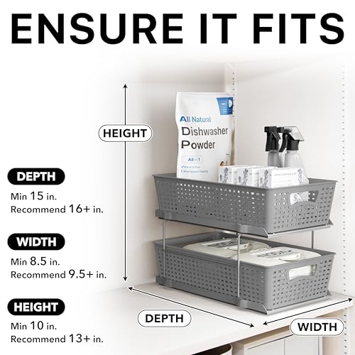 Simple Houseware 2 Tier Bathroom Organizer Tray Pull-Out Sliding Drawer, Under Sink Storage, Gray - color: Gray