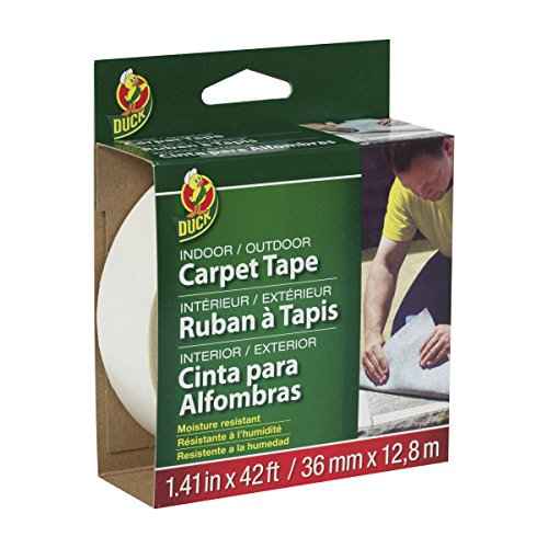 Duck Brand 286373 Indoor/Outdoor Carpet Tape, 1.41-Inch x 42 Feet White, Pack of 6.