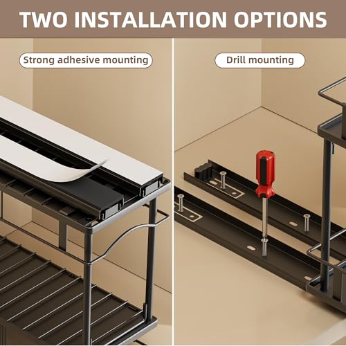1 Packs Pull Out Spice Rack Organizer for Cabinet, 2-Tier Slide Out Seasoning Organizer, Narrow Cabinet Spice Rack, 10.7" Dx4.8 Wx8.85 H, Full Extension Ball Bearing Glides, Kitchen Pantry Organizer - size: 1 Pack
