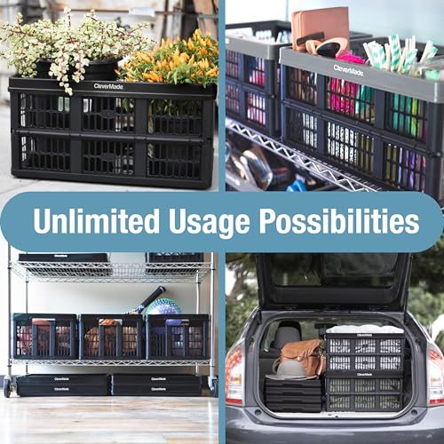 CleverMade Collapsible Utility Crates, Stone, 3-Pack, 45L/11 Gal, 66 lbs Capacity, Stackable, Space-Saving - color: Stone, size: 45L - 3 Pack