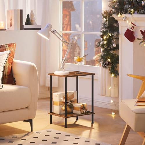 HOOBRO End Tables Set of 2 and Wire Cube Storage Organizer, Small Side Table,9-Cube Shelves, Modular Shelves with Metal Grid, DIY Closet Cabinet BF09BZP201-BF09CW01