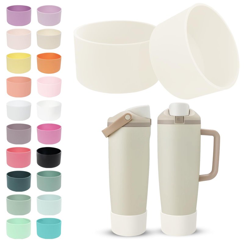 Kaitiaki 2PCS Silicone Boots for Owala 30oz & 40oz FreeSip Sway Bottles & Tumblers – Non-Slip, Scratch-Resistant, Stability Enhancer for Owala Accessories (Ivory White)
