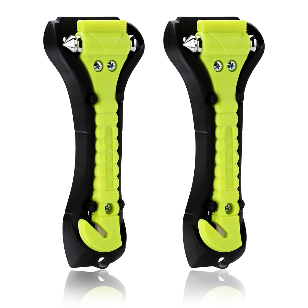 SINSEN Car Safety Hammer Set of 2 Emergency Escape Tool Auto Car Window Glass Hammer Breaker and Seat Belt Cutter Escape 2-in-1 for Family Rescue & Auto Emergency Escape Tools