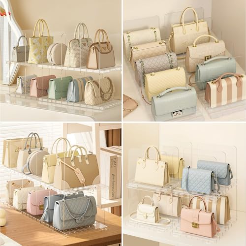 ANTOWIN 2 Pack Shelf Divider, Purse Organizers for Closet, Adjustable Handbag Separators, Storage Organizer in Bedroom, Office, Easy to Install and Clean - size: square-shaped