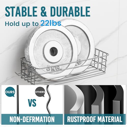TAILI Shower Caddy Suction Cup 2 Pack with Hooks & Soap Holder, Heavy Duty Shower Organizer for Bathroom, No Drilling Bathroom Organizer with Large Capacity, Metal Storage Holder-Grey - style: 2 × Grey
