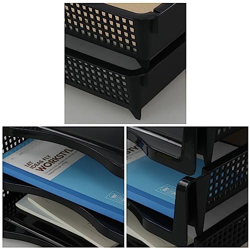 Stackable Paper Tray Set of 6, Black Plastic Letter Tray Basket
