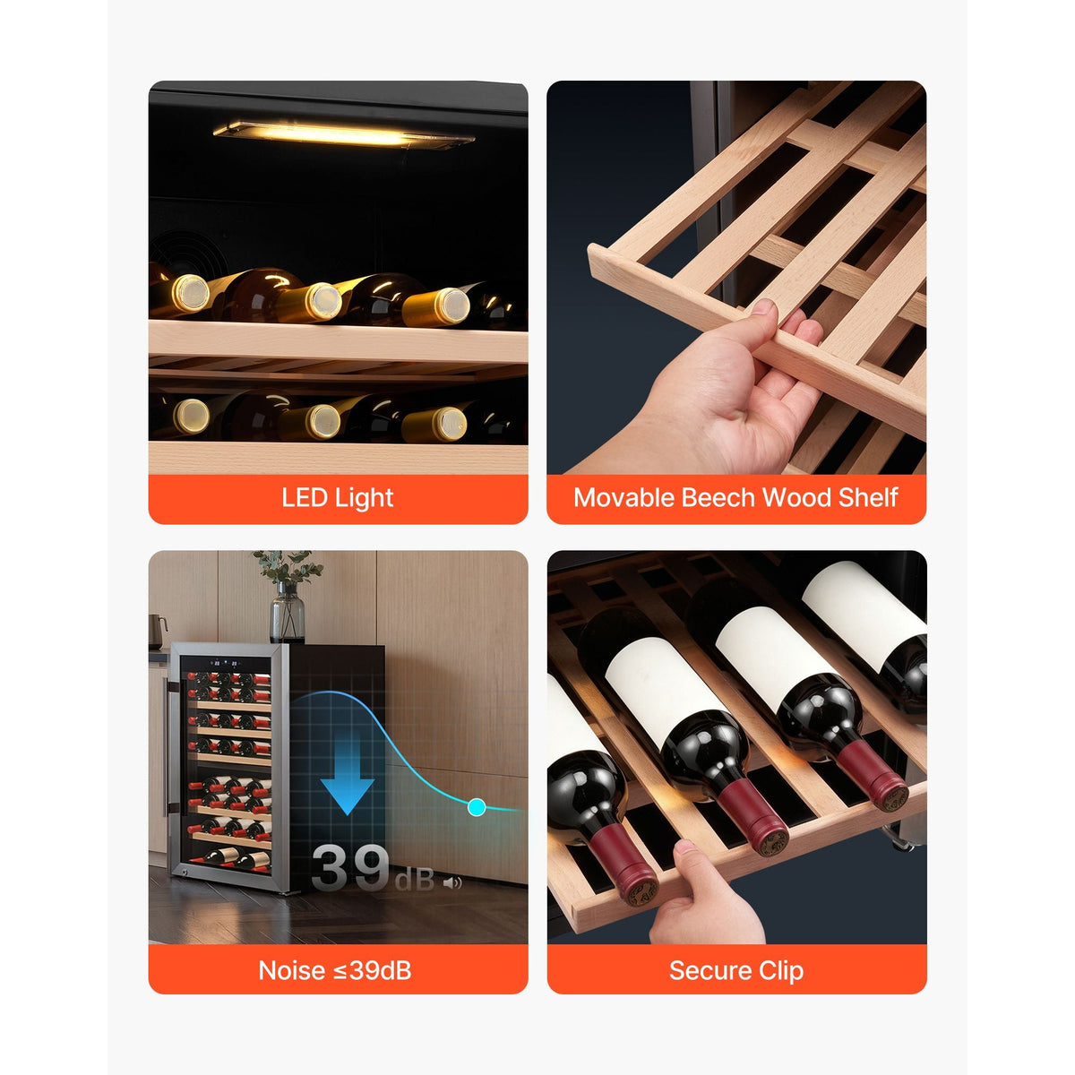 52 Bottle Wine Fridge, Freestanding Wine Cooler Refrigerator, Dual Zone Cooler, 41 F to 65 F Adjustable Temp Mini Cellar, Glass Door, For Home Office Bar, Red White Champagne or Sparkling Wines