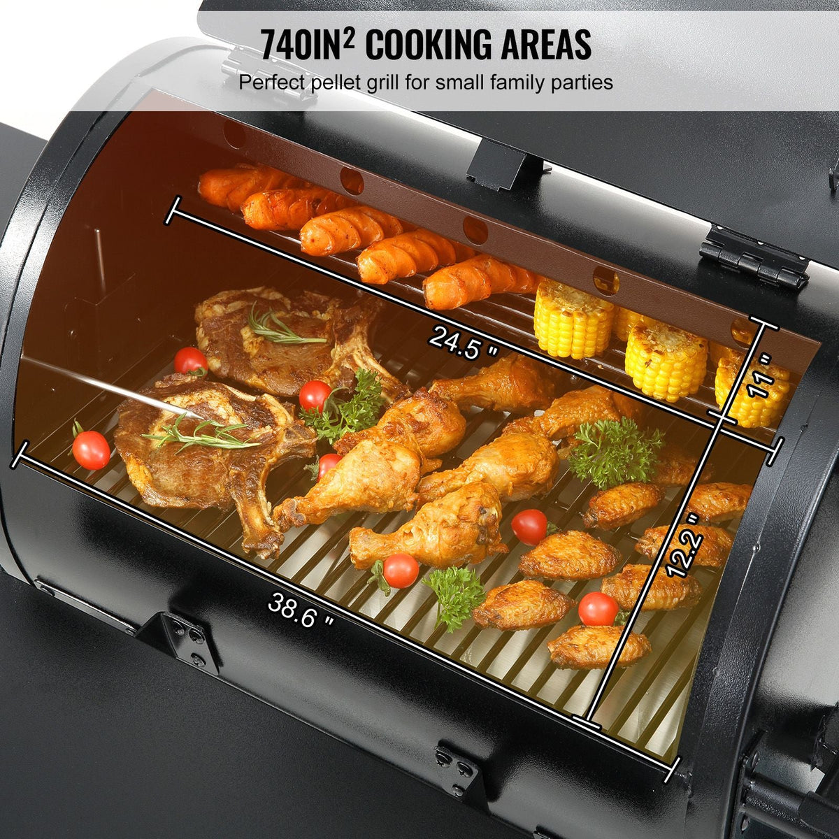 53 inch Portable Charcoal Grill, Propane Gas Grills with Cover and Cart, Heavy Duty Iron BBQ Grill, Mini Tabletop Smoker for Outdoor Cooking, Barbecue Camping, Picnic, Patio, and Backyard, Black