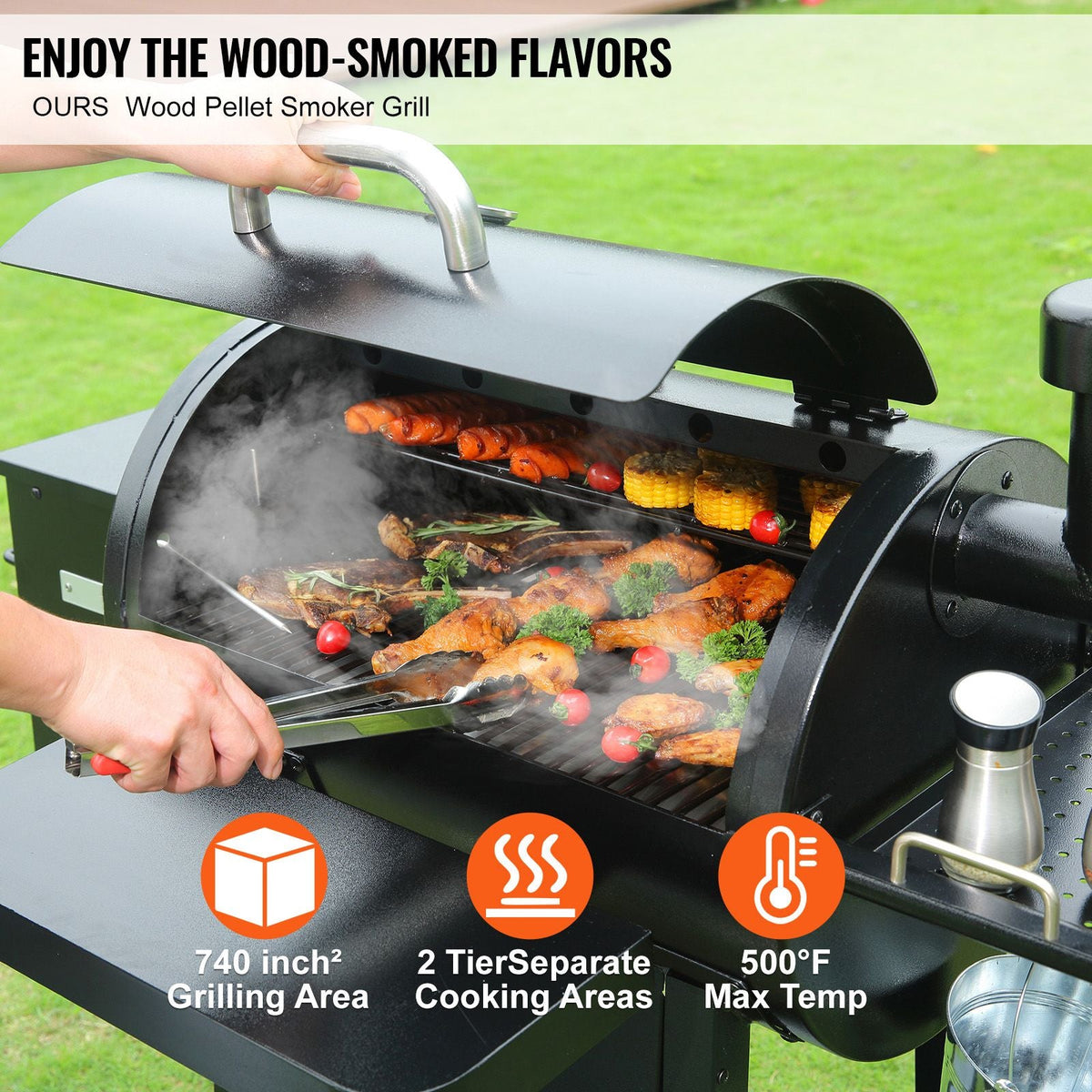 53 inch Portable Charcoal Grill, Propane Gas Grills with Cover and Cart, Heavy Duty Iron BBQ Grill, Mini Tabletop Smoker for Outdoor Cooking, Barbecue Camping, Picnic, Patio, and Backyard, Black