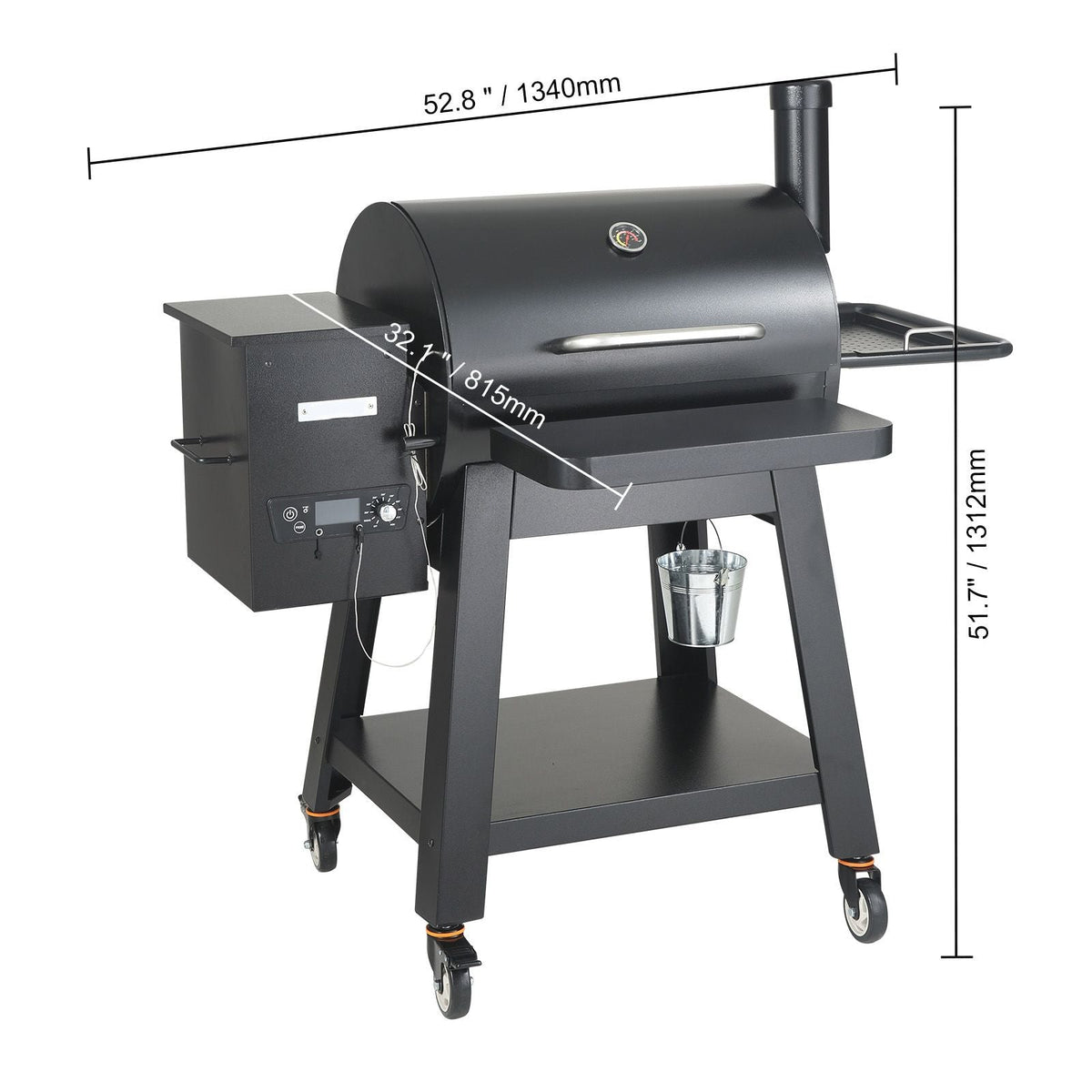 53 inch Portable Charcoal Grill, Propane Gas Grills with Cover and Cart, Heavy Duty Iron BBQ Grill, Mini Tabletop Smoker for Outdoor Cooking, Barbecue Camping, Picnic, Patio, and Backyard, Black