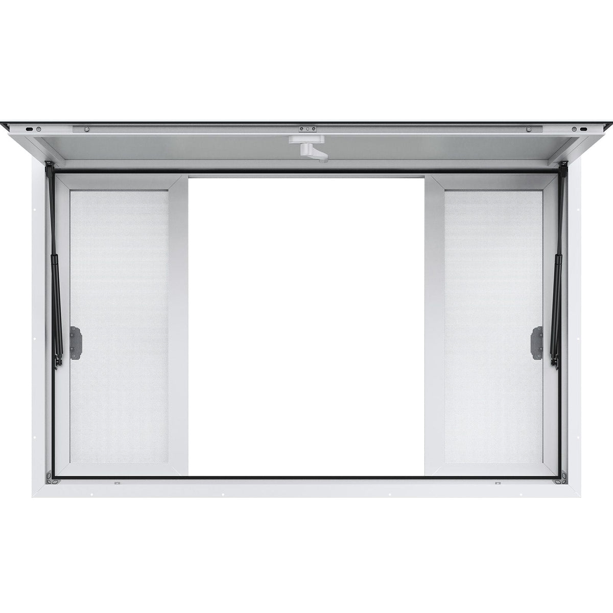 53"x33" Service Window, Aluminum Food Truck Serving Window with 4 Sliding Panels, Awning Door & Hook, Opens to 85 Degrees for Concession Trailers