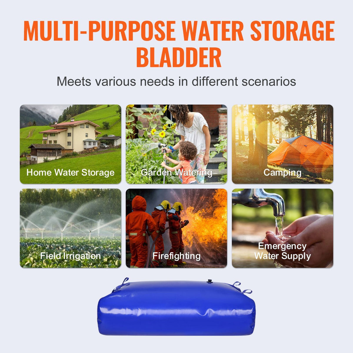 540L/142.7 Gallon Water Storage Bladder, RV Water Tank, 1000D Blue PVC Collapsible Water Storage Containers, Large Capacity Soft Water Bag, Portable Water Bladder, Fire Prevention, Camping