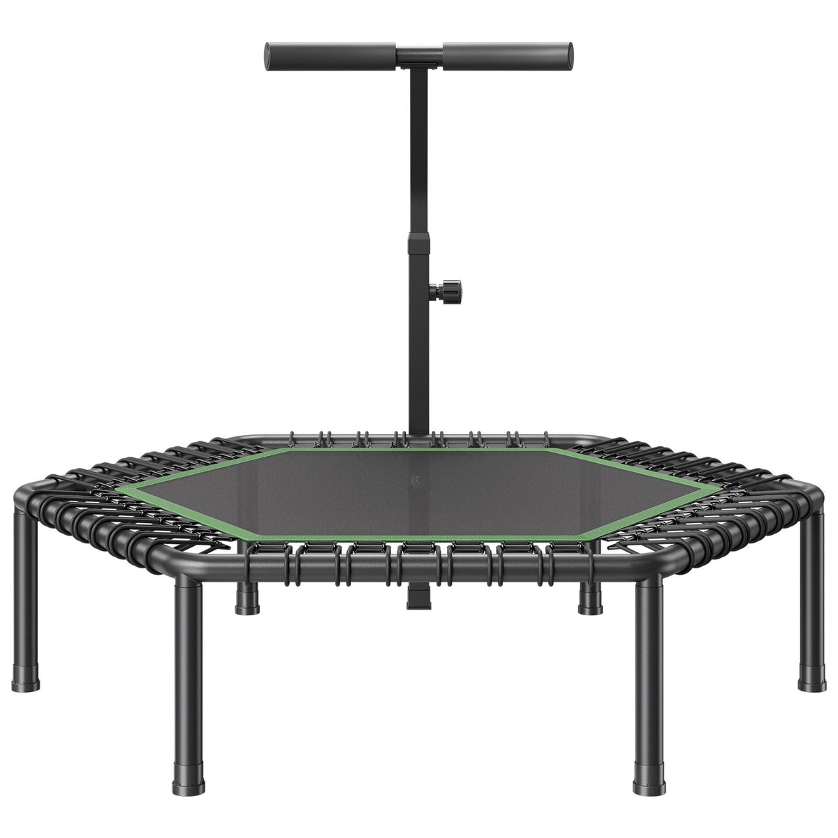 54.5 Inch Mini Trampoline, 450 lbs Max Load Fitness Rebounder, Stable & Quiet Small Trampoline with 3 Levels Height Adjustable & Foam Handle, Exercise Rebounder for Adults Indoor/Garden Workout