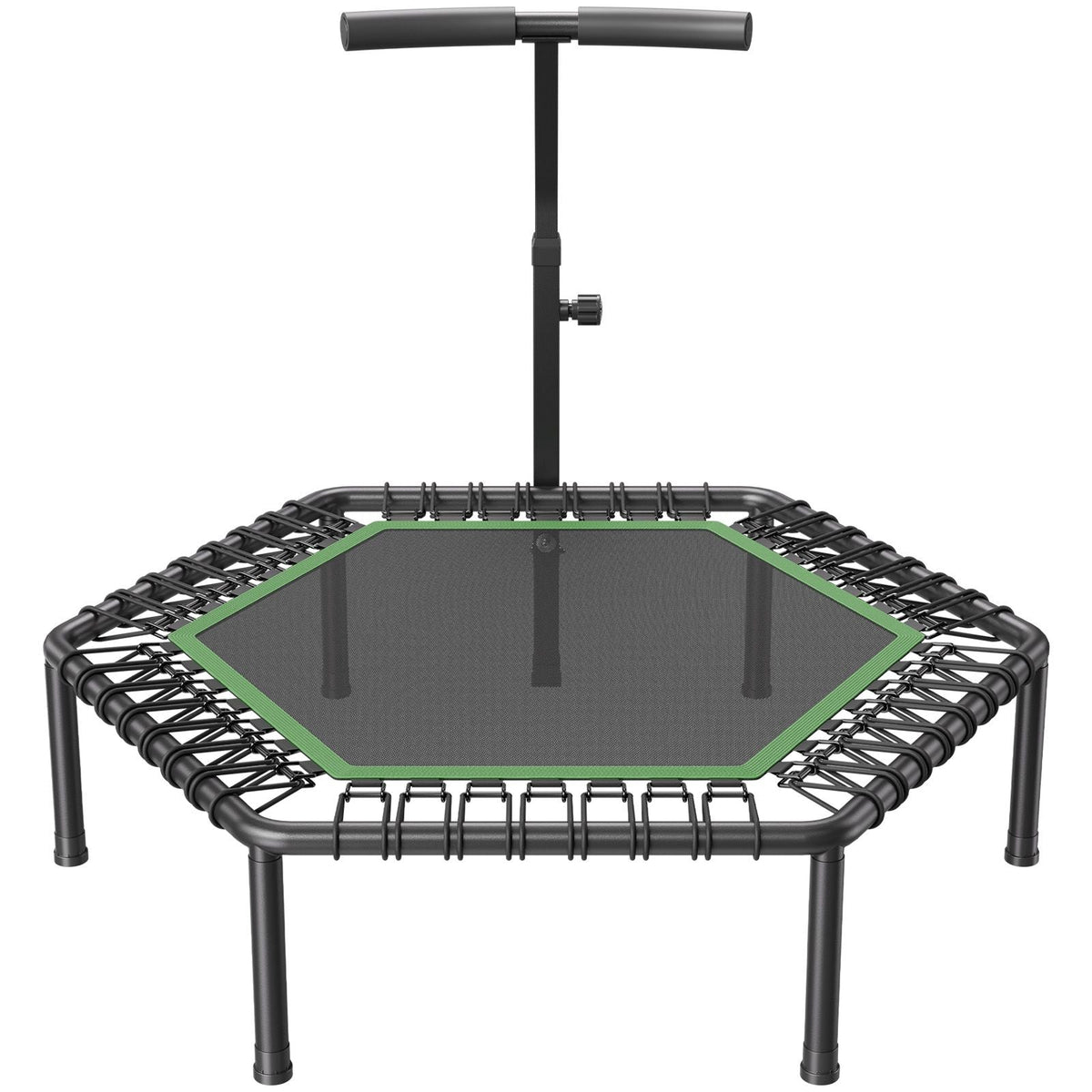 54.5 Inch Mini Trampoline, 450 lbs Max Load Fitness Rebounder, Stable & Quiet Small Trampoline with 3 Levels Height Adjustable & Foam Handle, Exercise Rebounder for Adults Indoor/Garden Workout