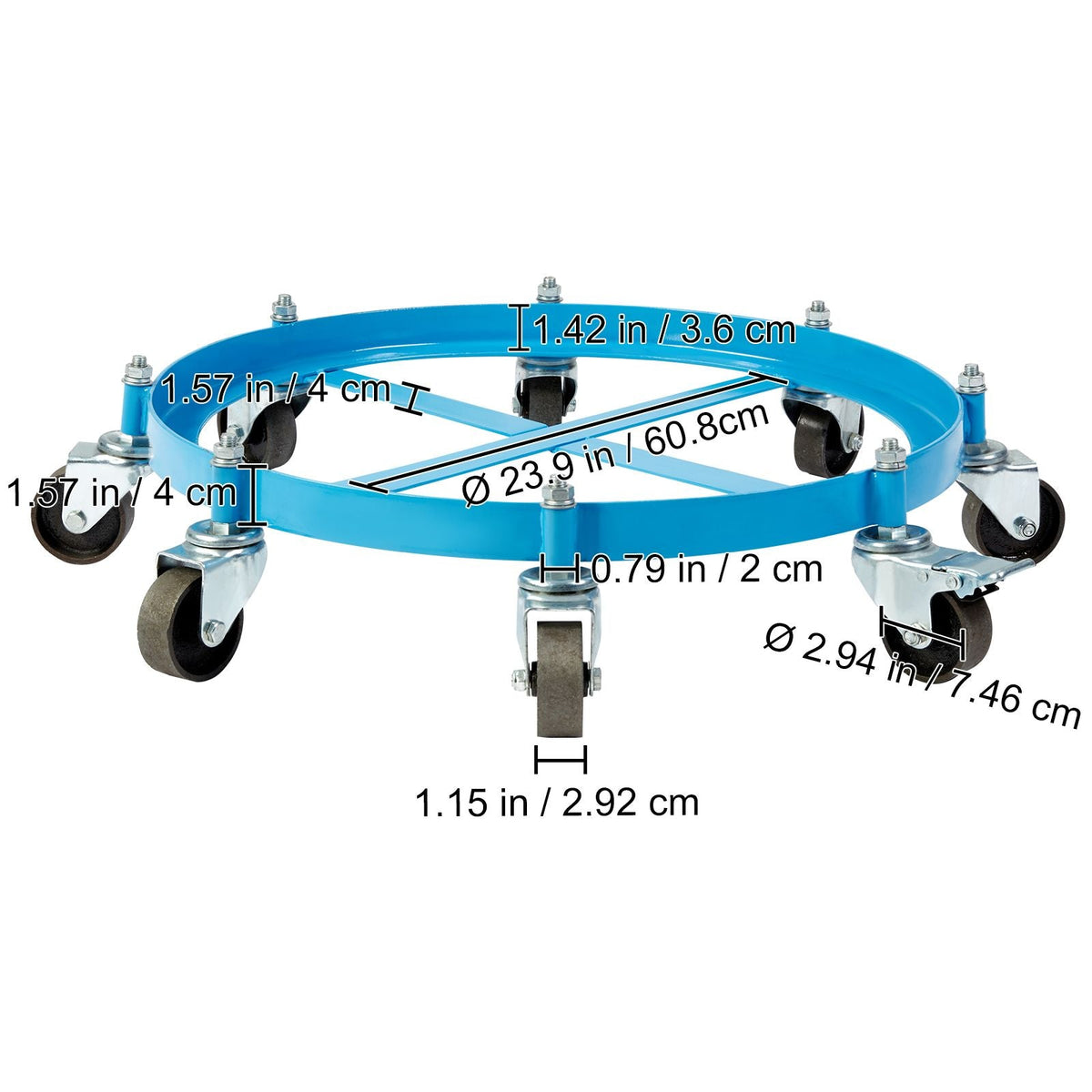 55 Gallon Heavy Duty Drum Dolly, 2000lbs Load Capacity, Barrel Dolly Cart Drum Caddy, Non Tipping Hand Truck Capacity Dollies with Steel Frame 8 Swivel Casters Wheel, for Warehouse Drum Handling