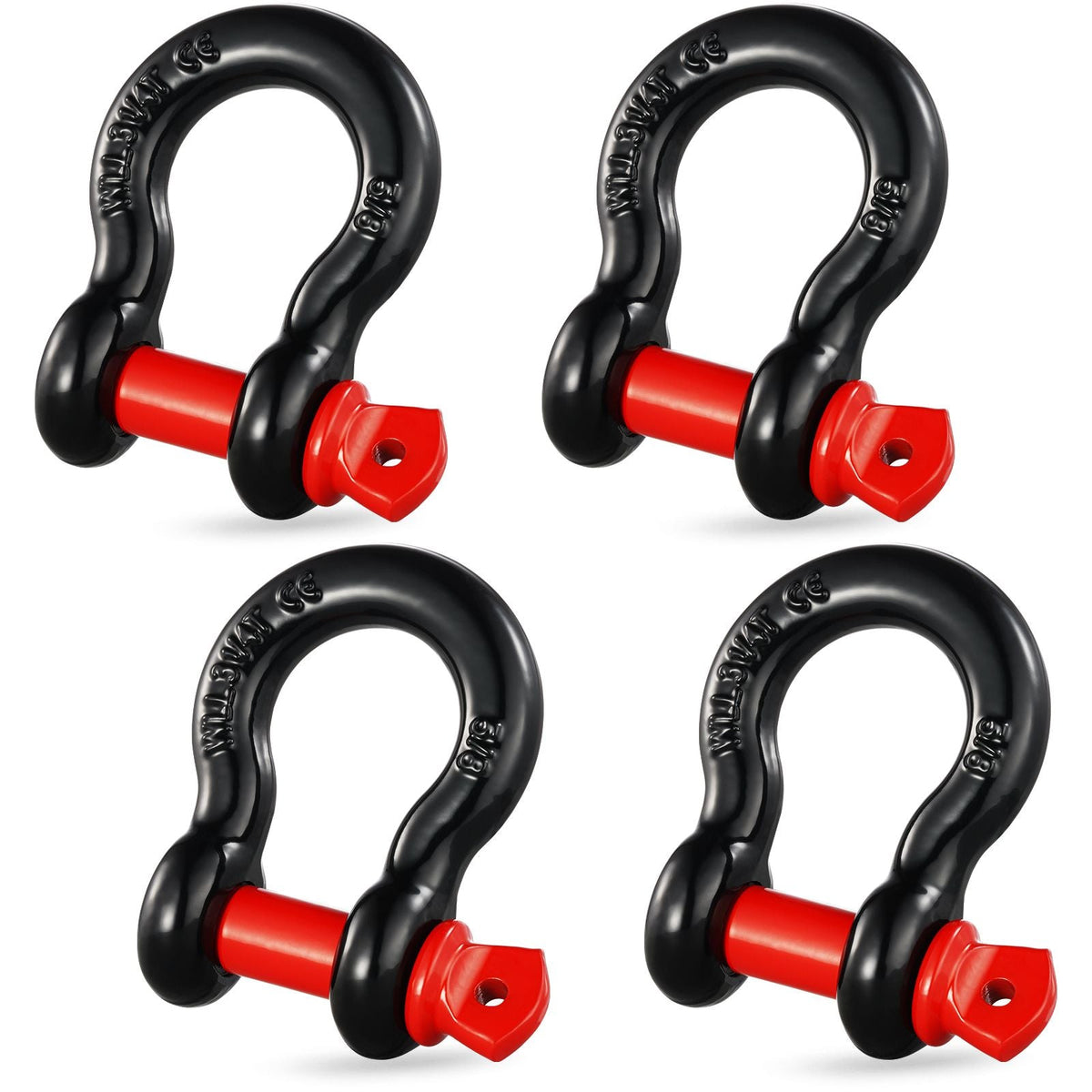 5/8" D-Ring Shackle, 4 Pack Alloy Steel Shackles 28660 lbs (13 Ton) Break Strength with 3/4" Screw Pin, Heavy Duty Off Road Vehicle Recovery Shackle, Towing Accessories for Jeep Truck, Black