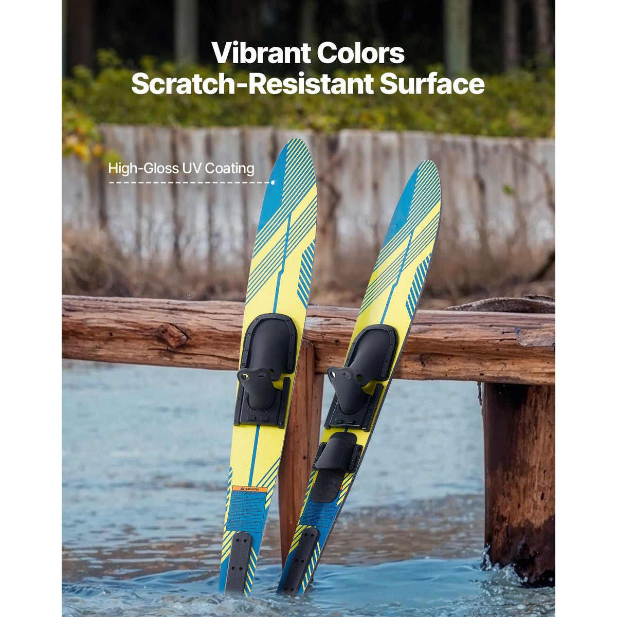 59" Water Skis, Adult Water Ski with X-7 Adjustable Horseshoe Bindings & Padded Rear Toe Plate, High-gloss UV Coating Waterskis Combo for Adults Up to 300 lbs