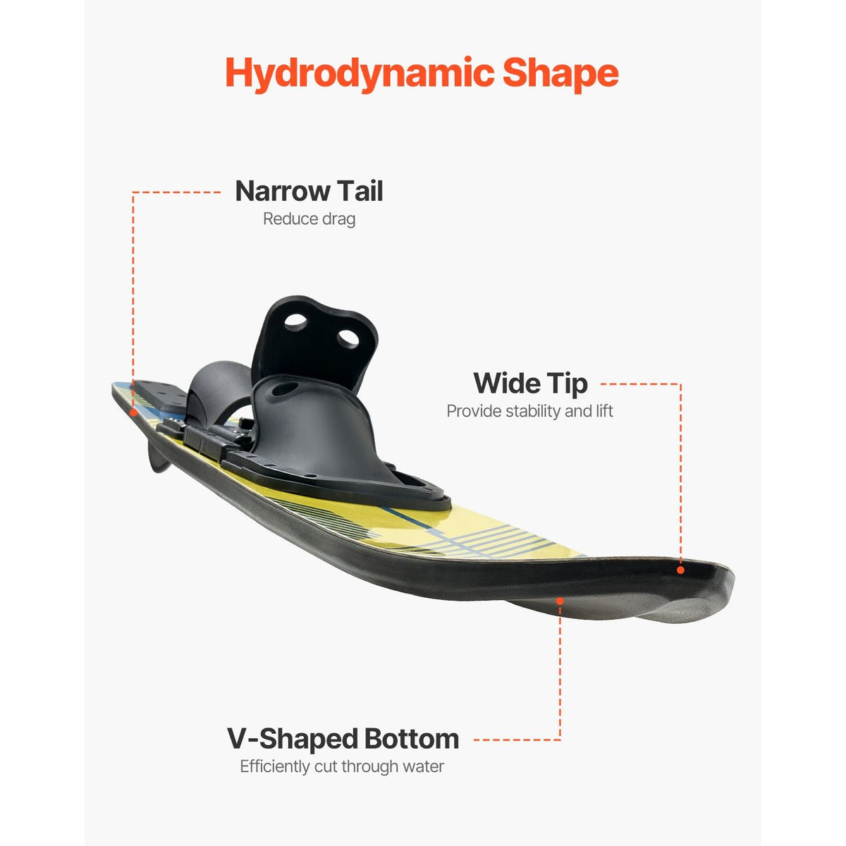 59" Water Skis, Adult Water Ski with X-7 Adjustable Horseshoe Bindings & Padded Rear Toe Plate, High-gloss UV Coating Waterskis Combo for Adults Up to 300 lbs