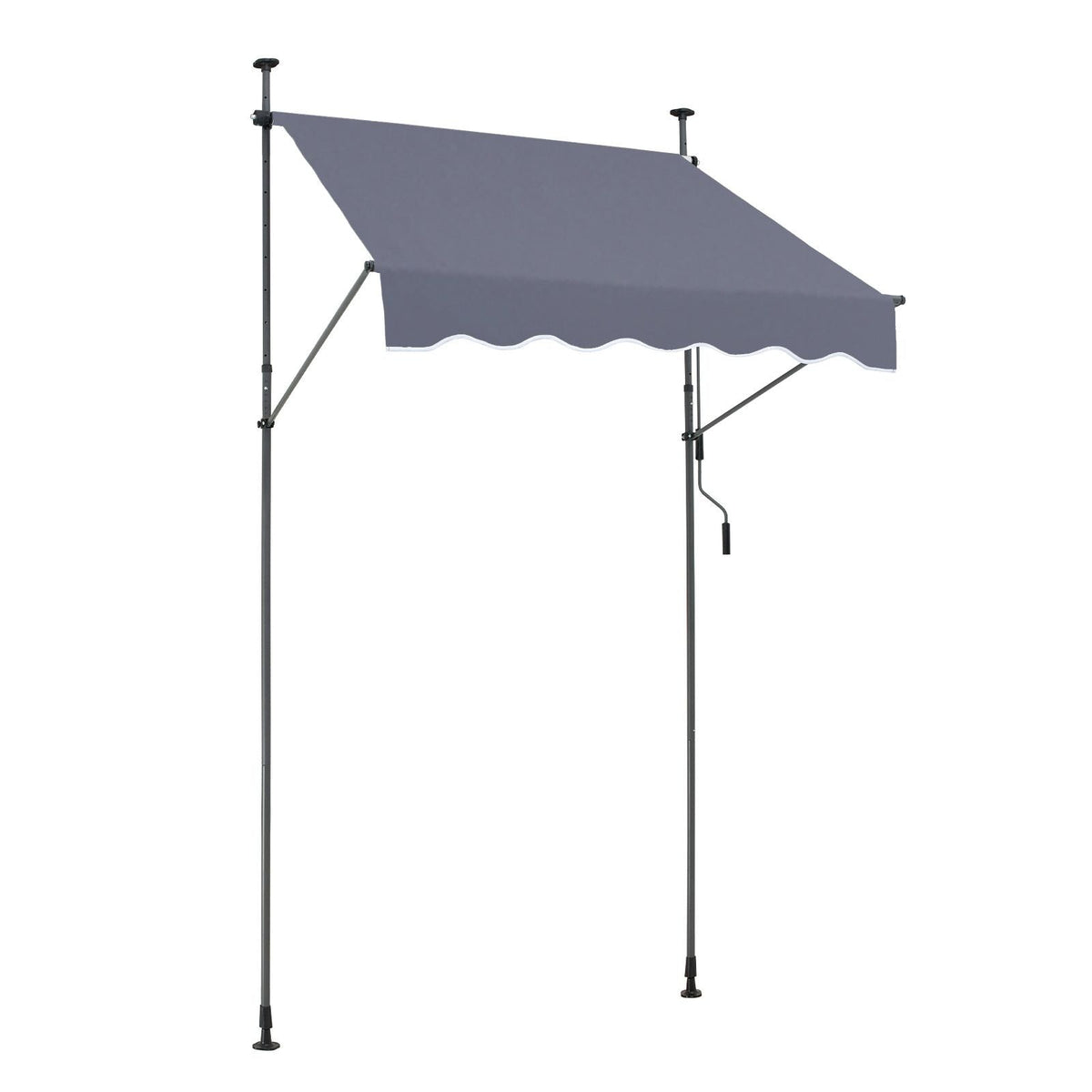 59 x 47" Patio Awning Retractable, Awning Sunshade Shelter with Manual Crank Handle, Outdoor Patio Canopy Sunsetter Deck, Adjustable Height from 86 to 122 in, for Patio/Balcony/Yard, Dark Gray