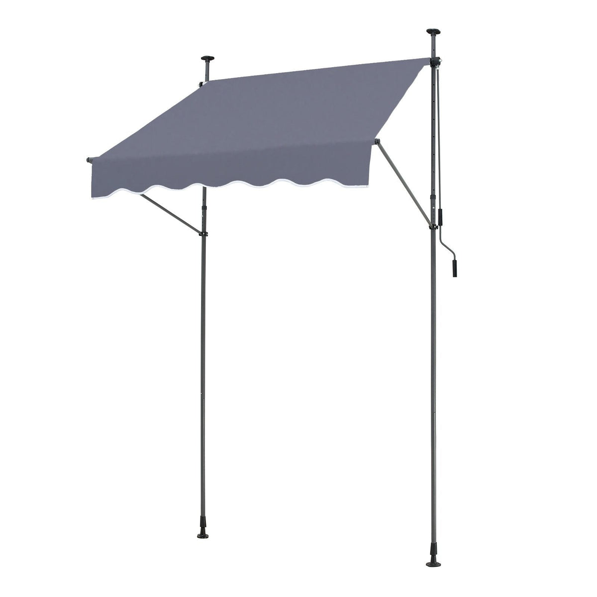 59 x 47" Patio Awning Retractable, Awning Sunshade Shelter with Manual Crank Handle, Outdoor Patio Canopy Sunsetter Deck, Adjustable Height from 86 to 122 in, for Patio/Balcony/Yard, Dark Gray
