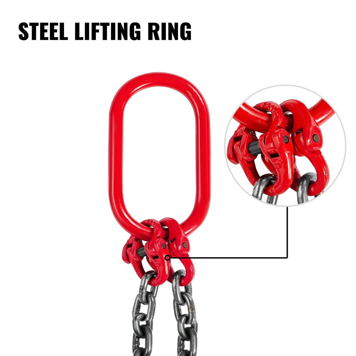 5FT Chain Sling 3/8" x 5' Double Leg with Grab Hooks Sling Chain 4T Capacity Double Leg Chain Sling Grade80(0.375In x 5Ft Double Leg Sling)