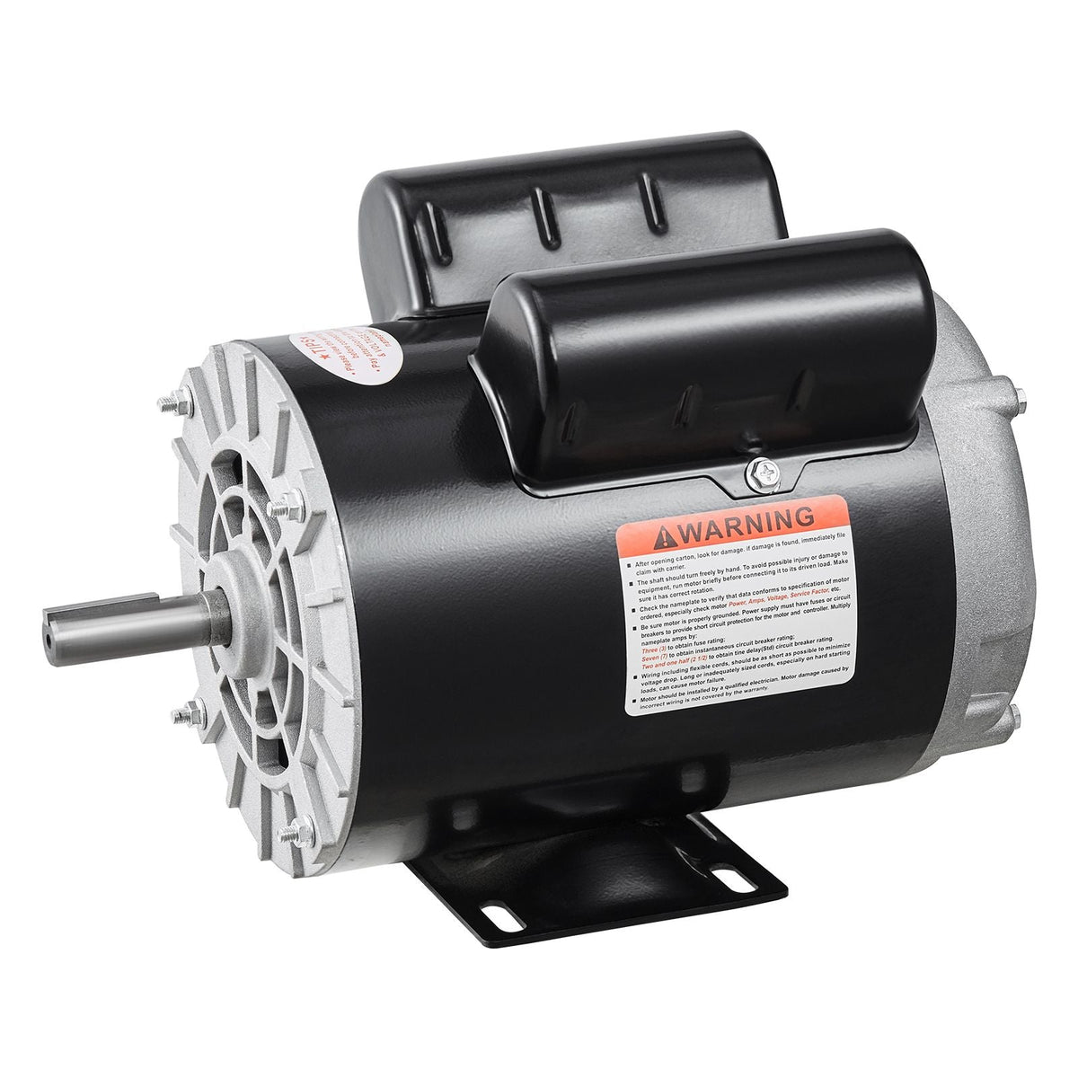 5HP SPL Air Compressor Electric Motor, 230V 17.6Amps, 56 Frame 3450RPM, 5/8" Keyed Shaft, 1.88" Shaft Length, CW/CCW Rotation (Factory Setting is CCW), Single Phase