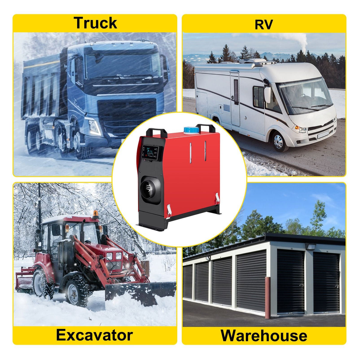 5KW Diesel Air Heater All in One 12V Diesel Parking Heater Silencer 5000W Diesel Heater Remote Control with LCD Switch for RV Motorhome Bus and Trailer