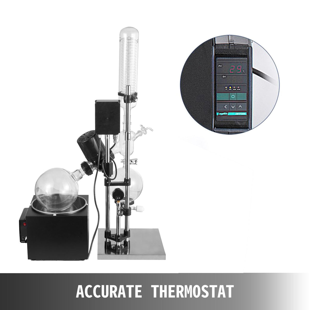 5L Rotary Evaporator RotoVap 99 Celsius Borosilicate Glass 110V Rotation 0-90rpm USA