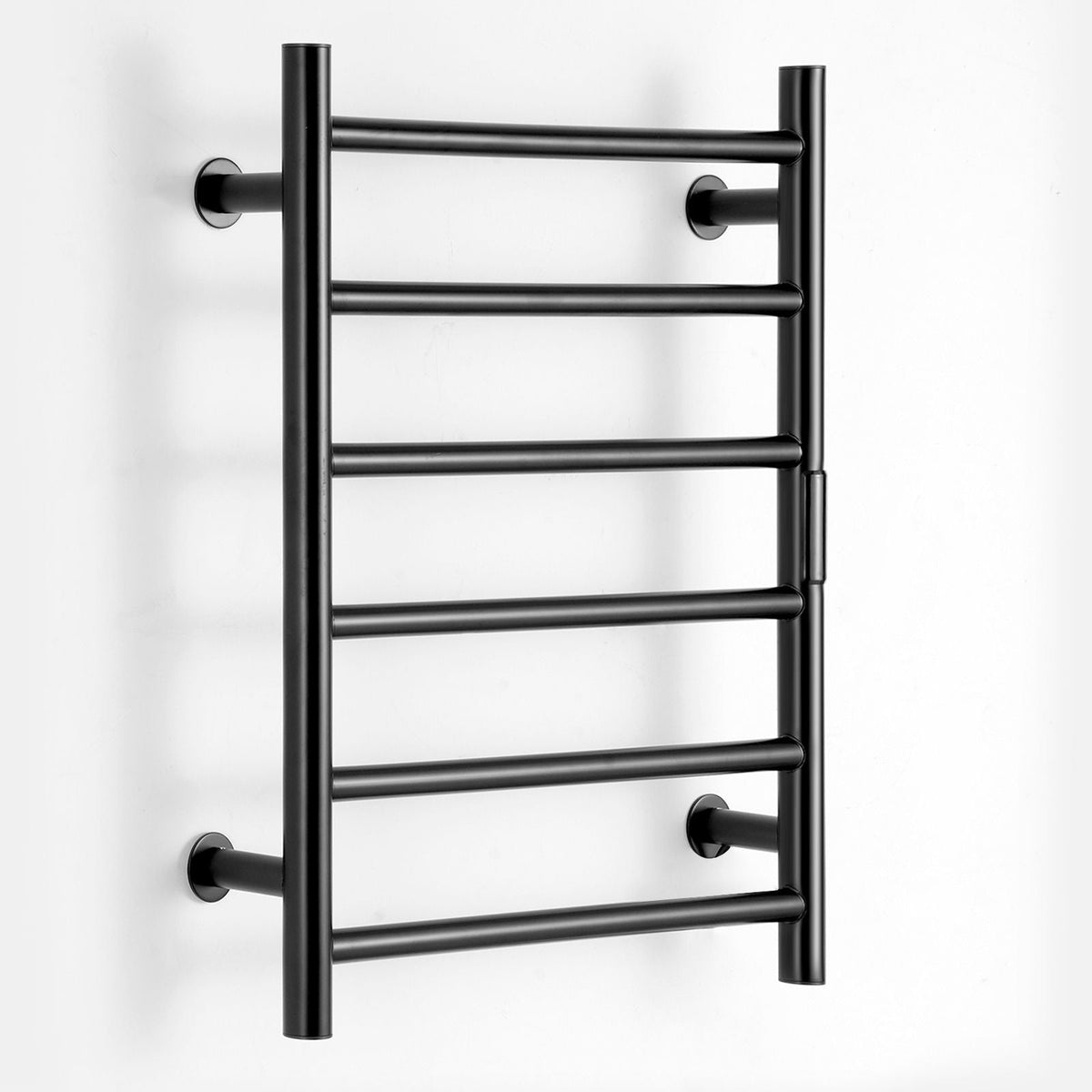 6 Bars Towel Warmer Rack, Wall Mounted Heated Towel Rack for Bathroom, IPX5 Waterpoof Towel Heater Rack with Timer & LED Display Screen, 5 Levels Adjustable Temperature Towel Heater, Black