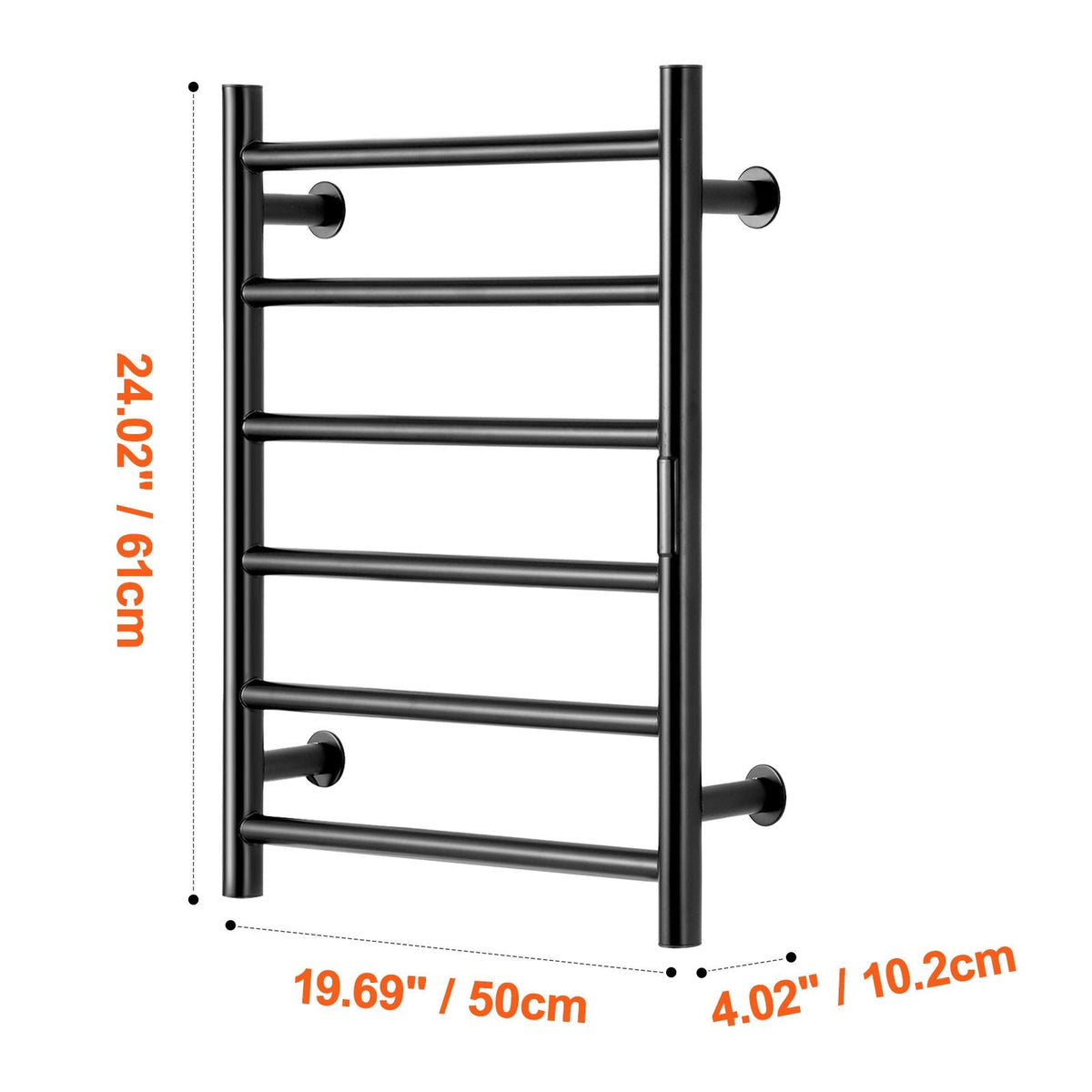 6 Bars Towel Warmer Rack, Wall Mounted Heated Towel Rack for Bathroom, IPX5 Waterpoof Towel Heater Rack with Timer & LED Display Screen, 5 Levels Adjustable Temperature Towel Heater, Black