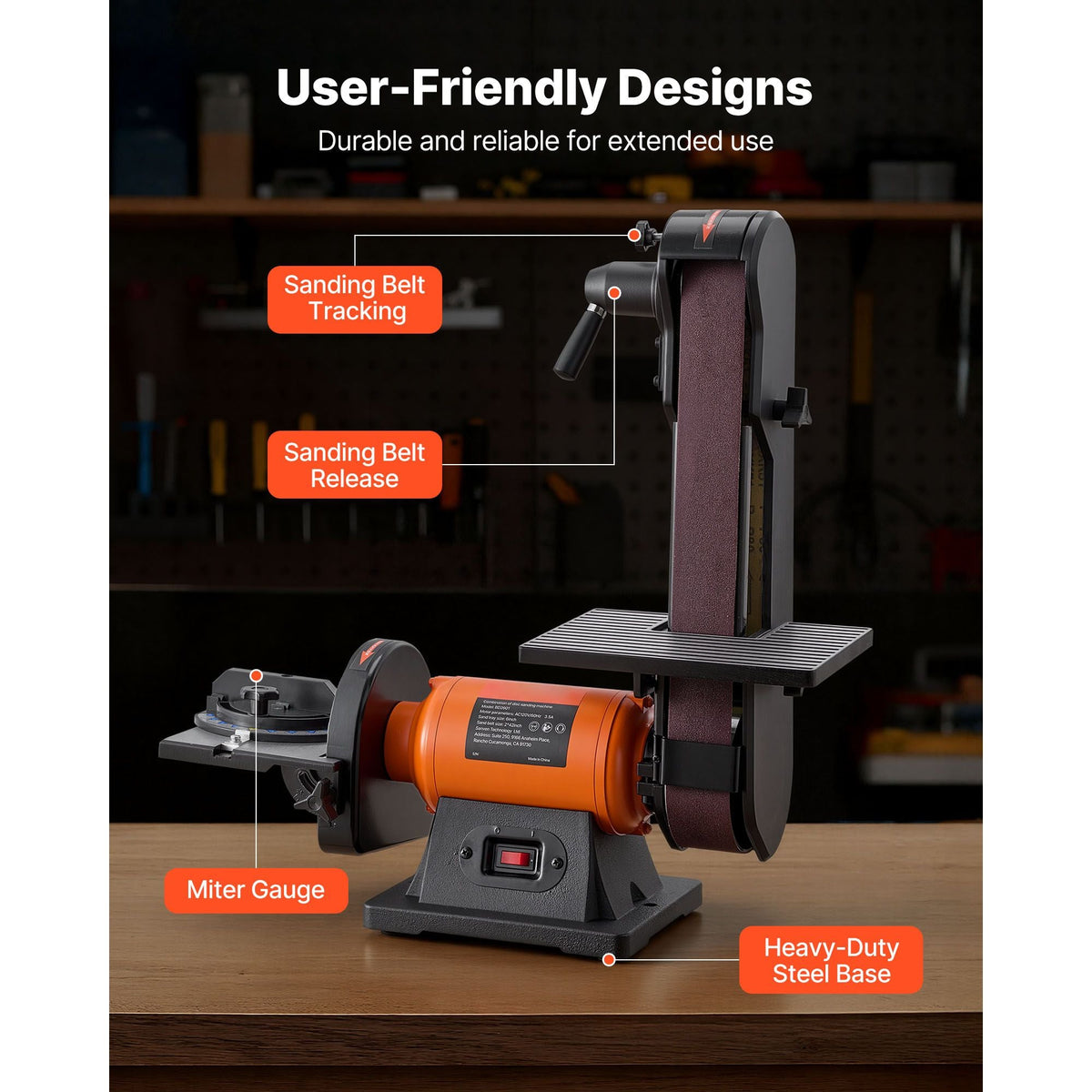 6" Disc Sander & 2" x 42" Belt Sander, 420W Professional Bench Belt Disc Sanders Combo with Multiple Angle Adjustments for DIY Woodworking, Furniture Refinishing, Knife Sharpening