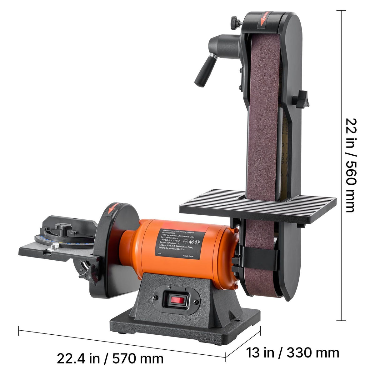 6" Disc Sander & 2" x 42" Belt Sander, 420W Professional Bench Belt Disc Sanders Combo with Multiple Angle Adjustments for DIY Woodworking, Furniture Refinishing, Knife Sharpening