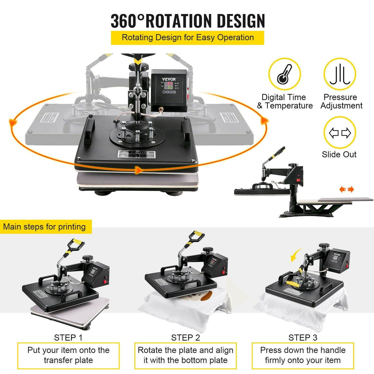 6 In 1 Mug Hat Heat Press & 53 Inch Vinyl Cutter Machine w/ Floor Stand