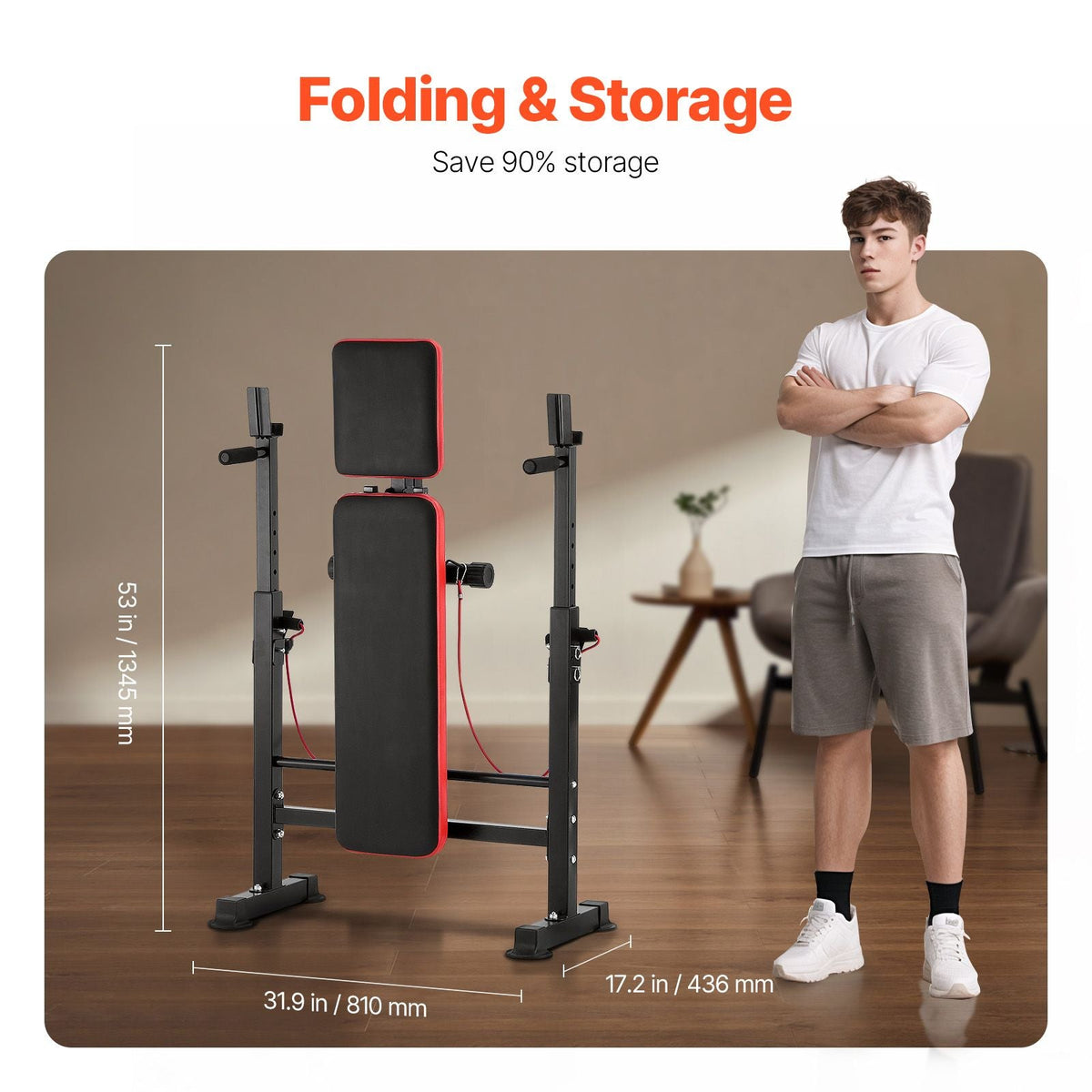 6-in-1 Weight Bench Set, 600lbs Adjustable Workout Bench Press, Exercise Sit up Bench for Home Gym Strength Training, Quick Folding Incline Decline Flat Bench