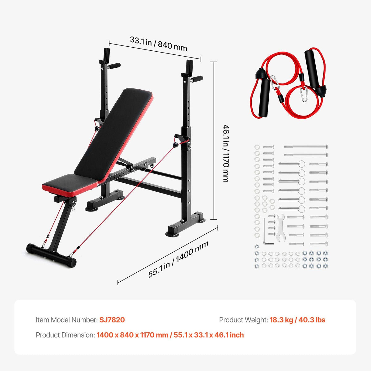 6-in-1 Weight Bench Set, 600lbs Adjustable Workout Bench Press, Exercise Sit up Bench for Home Gym Strength Training, Quick Folding Incline Decline Flat Bench
